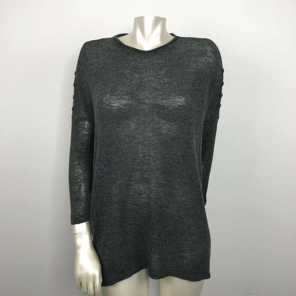 Clara Sun Woo Tops - Clara Sun Woo Large Sheer Tunic Top Marl Gray